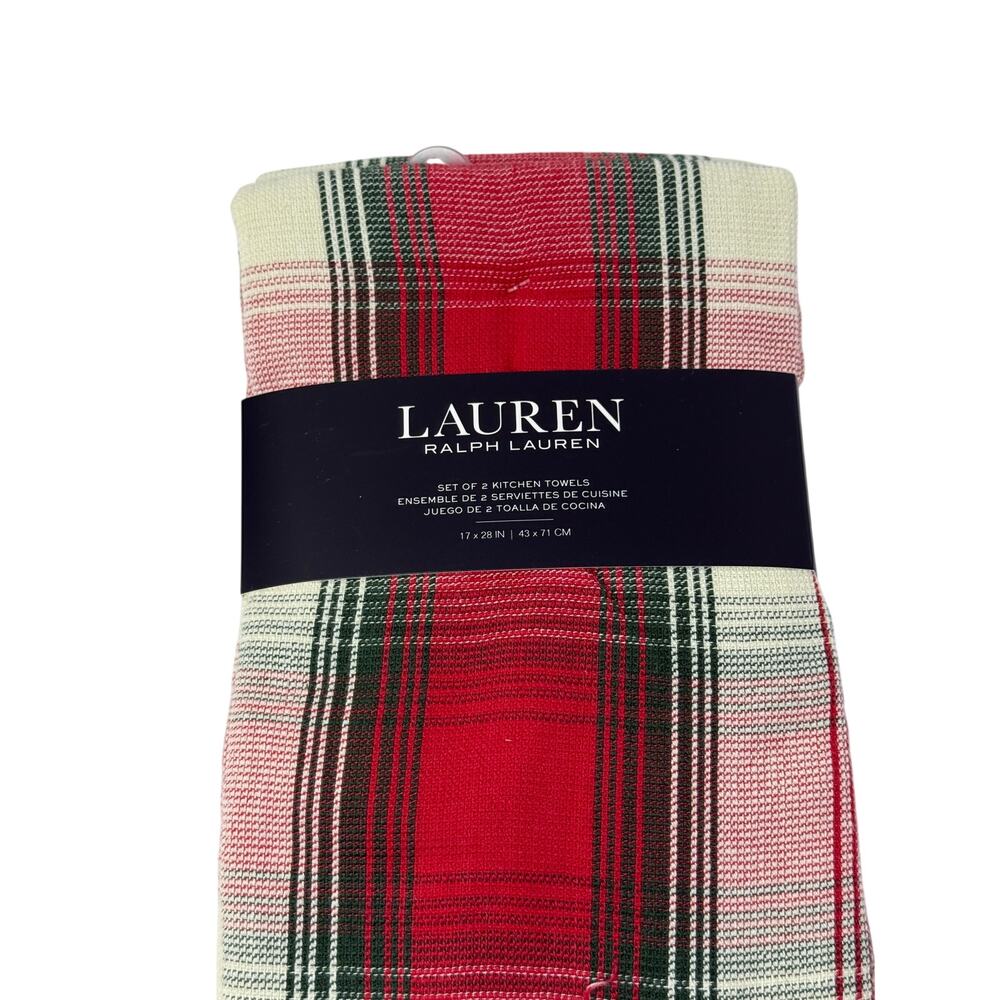 NWT Ralph Lauren Stewart Plaid Kitchen Towels & Mini Mitts Set Christmas Holiday - Picture 6 of 10